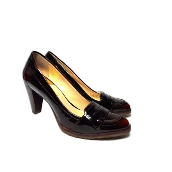 Cole Haan Nike Air Penny loafers size 9.5 Brown Caramel Stacked Heel Pump classy - Picture 1 of 6